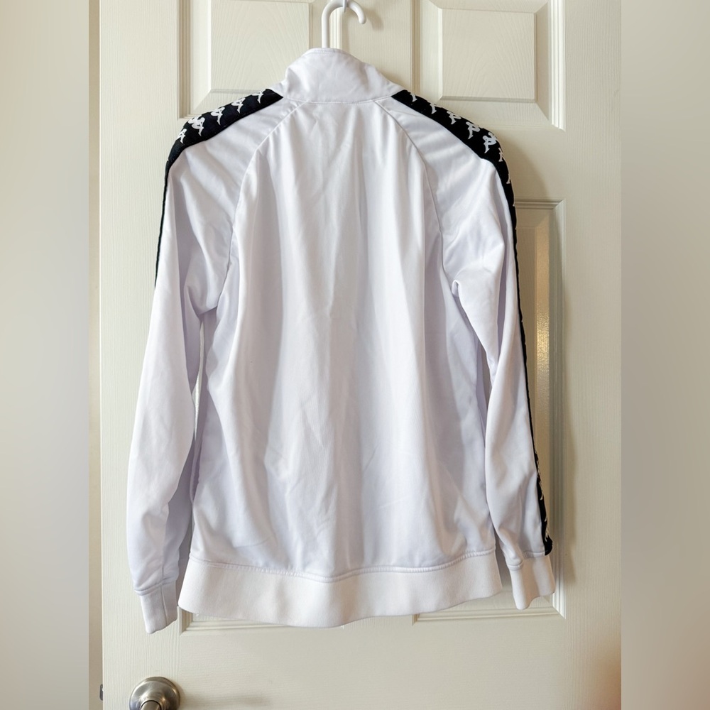 Kappa 222 Banda Track Jacket White Black Omini Logo Tape Full Zip Tracksuit Mโ - Picture 2 of 8